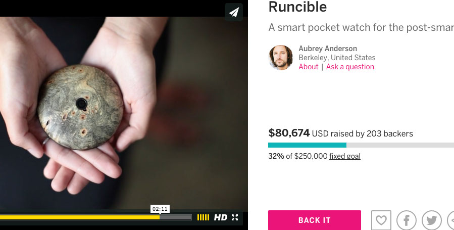 runcible akıllı saat indiegogo